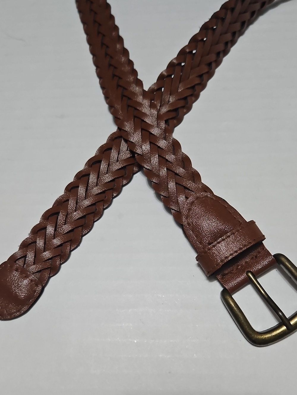 Braided Leather Belt for Women- Brown Size M/L - Picture 2 of 8